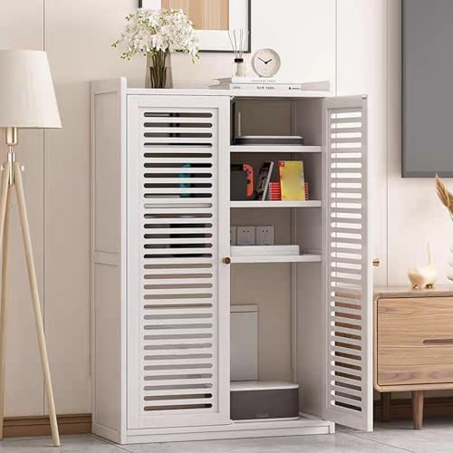 HDZNDH WiFi Router Storage Cabinet, Power Strip And Cable Management Hider Organizer,Floor Standing Box Modem For Home Office, Stylish Design With Ventilation & Cord