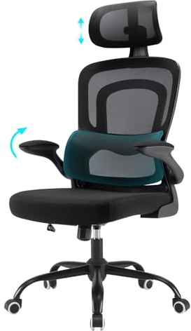 Farini Ergonomischer Stuhl Büro Computer Stuhl mit Rollen Schreibtisch für Bequemer Home Office Höhenverstellbar Chefsessel Bürostuhl mit Kopfstütze