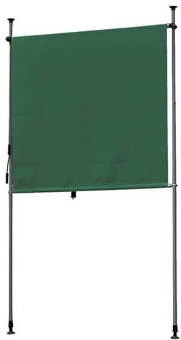 Tenda da esterno retrattile con manovella manuale, resistente ai raggi UV, tenda parasole verticale per patio e portico, tenda avvolgibile regolabile in altezza (verde scuro 150 cm)