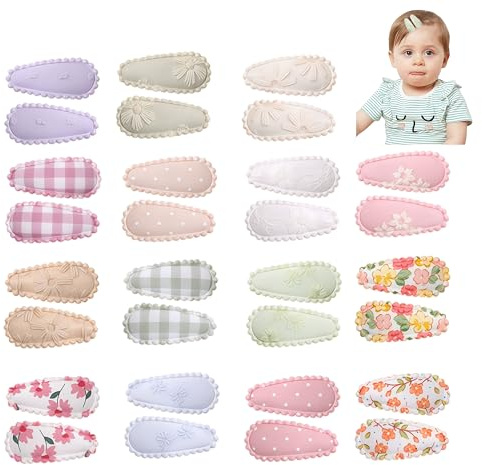 VelvetGlow 30 Stück Baby-Schnapp-Haarklammern, Haarspangen für Mädchen, 1,5 Zoll, rutschfest umwickelte Haarspangen, kleine Clips für Baby- und Kleinkind-Haaraccessoires