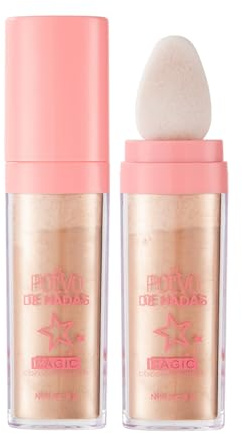 Highlighter con Polvo de Hadas - 3-en-1 Purpurina Cara & Body Shimmer, Barra de Rubor con Brillo 3D Impermeable (#Marrón dorado, 9g)