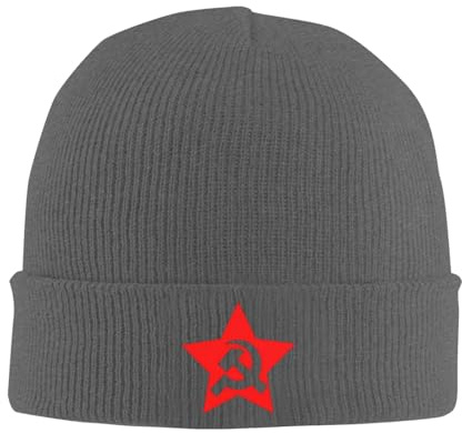 Knit Cap Hammer and Sickle Knitted Beanie Soft Universal Knit Hat for Outdoor Toboggan Running