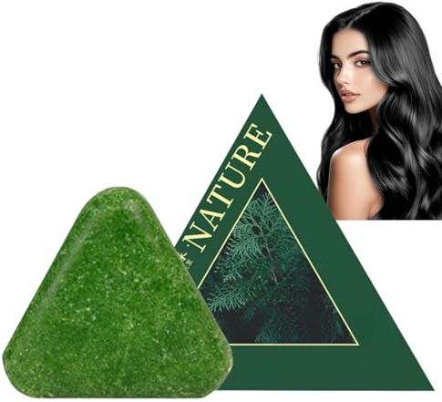 Nature Triangle Shampoo Bar,Nature Green Soap Shampoo with Gentle Cleansing, Strengthens Hair for Women and Men,Plant-Based Solid ShampooBar Improve Frizziness Hair