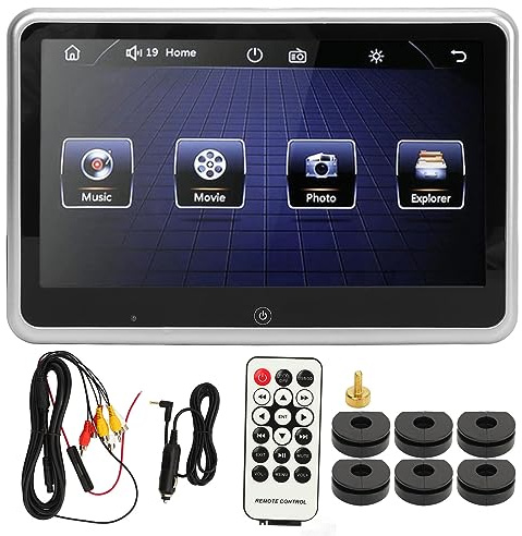 Monitor per poggiatesta per auto Touchscreen da 10,1 pollici 1024 x 600 Lettore video multimediale ad alta definizione 1080P con Mirror Link per Android e iOS, trasmettitore FM