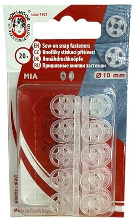 Druckknöpfe zum Annähen Annähdruckknöpfe aus Kunststoff (Transparent, 20 Knöpfe - 10mm∅)
