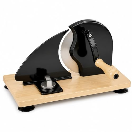 Manual Bread Slicer with Hand Crank, Adjustable 0.1–0.8 in Thickness