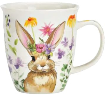 Osterkaffeetasse mit Hasen und Blumen Design-Frühlings Motiv-13x10x10 cm 420 ml-tolles Geschenk für Erwachsene Kinder-Kaffeebecher mit Osterhase-Frühlingskaffeetasse (1, Lila Blumen, Osterkaffeetasse)