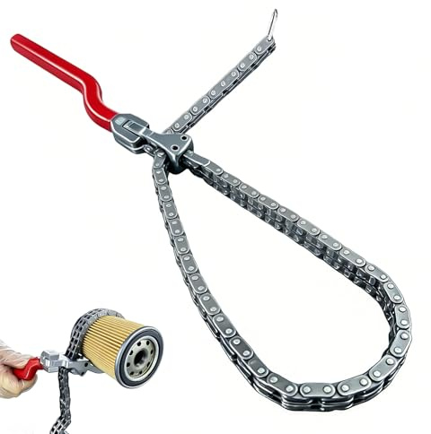 Oljefilternyckel, Justerbar Oljefilternyckel Kedjenyckel för Bilar 9,25 Tum Långt Handtag Passar Oljefilter Ø 60-160 mm Ergonomiskt Bilreparationsverktyg (Röd)