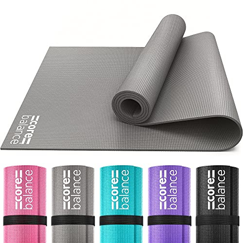 Core Balance PVC Yoga Mat, 6mm | 6mm PVC Foam, Non-Slip Surface, Stability & Balance Support, Carry Strap Included, Ideal for Yoga Practice, 173cm x 61cm
