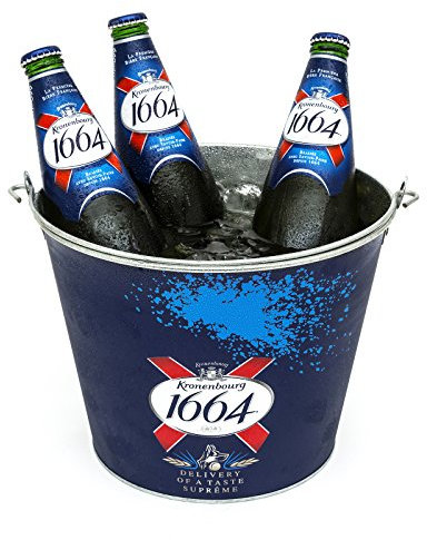 Kronenbourg 1664 Beer Bier Metal Ice Bucket Blue Home Pub Bar Party Drinks Cooler Chiller