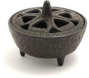 Cast Iron Incense Burner for Incense Resins, Cones or Sticks and Wax Melts Log Burner/Stove Wax Melter