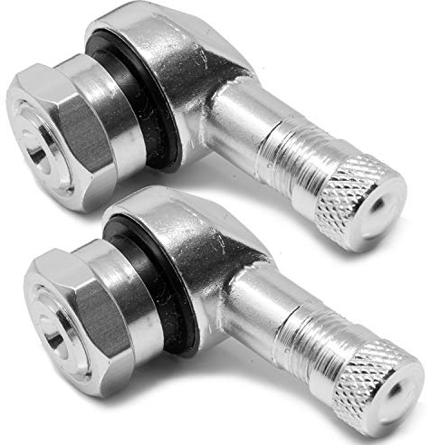 2X Alu Eckventil/Winkelventil BZW. abgeflachtes Motorrad Auto Reifen Autoventil abgewinkelt - 11,3 mm - Farbe Silber Aluminium