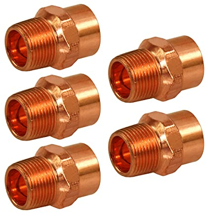 SUPPLYGIANT DDNA0034-5 Male Adapter Fitting Sweat x MIP Connections, 3/4, Copper