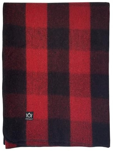 Arcturus Plaid Wool Blanket - 4.5lbs, Warm, Heavy, Washable, Large | Great for Camping, Outdoors, Survival & Emergency Kits (Red Buffalo)