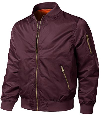 EKLENTSON Chaqueta de Béisbol para Hombre con Cremallera Abrigo de Invierno Cálido Chaqueta Bomber Acolchada Rojo,XXL