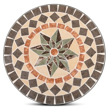 MACOShopde by MACO Möbel Raburg Mosaiktisch, 60 cm Ø, runder Gartentisch mit Mosaikmuster, Balkon- und Terrassentisch, mediterranes Flair, liebevolle Handarbeit, Mayla, Anthrazit-Terrakotta
