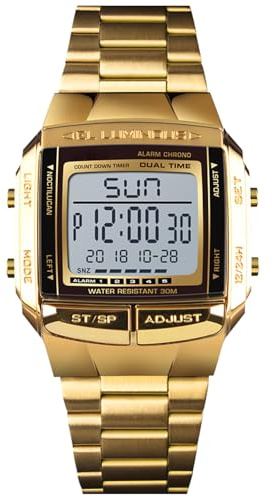 RORIOS Digitale Orologio Militare per Uomo LED Analogico al Quarzo Acciaio Inox Orologio da Polso Sportivo da Maschile