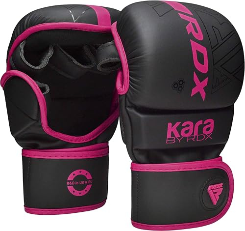 RDX MMA Gants d'entraînement, Maya Hide Cuir, Kara Mitaines Boxe Grappling Sparring, Protection Poignet Main, Arts Martiaux Kickboxing Muay Thaï Combat de Cage Gloves, Hommes Femmes