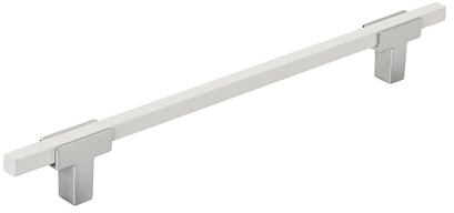 Amerock | Cabinet Pull | Polished Chrome/White | 7-9/16 inch (192 mm) Center to Center | Urbanite | 1 Pack | Drawer Pull | Drawer Handle | Cabinet Hardware