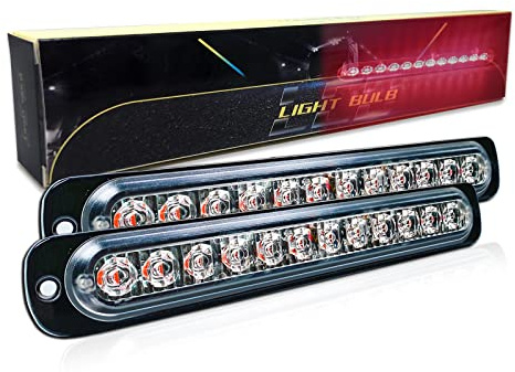 SKYWORLD Luci stroboscopiche a LED, 2pz Ultra sottile Rosso 12 LED 12V 24V Lampeggiante Luci stroboscopiche di emergenza Strobo Barra Luminosa per Moto Auto Camion Truck Trailer