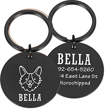 Personalized Pet ID Tags Accessories Custom Pet Dog Collar Engraved Dogs Name Tags Anti Lost Cat Dog Puppy ID Tag Pendant,black,S 20.00 x 20.00mm