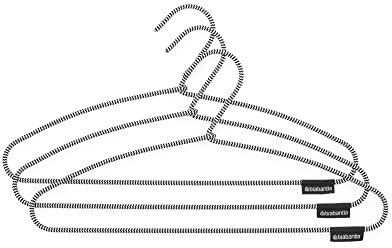 Brabantia - Clothes Hanger - Non-Skid Fabric Coating - Fabric Coat Hanger - Space Saving Organiser - Soft-Touch Wardrobe Accessory - Clothes Rack Essentials - Set of 3 - Black/White - 22 x 42 x 1 cm