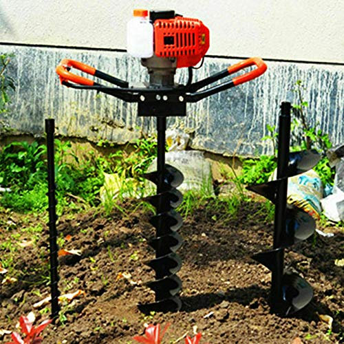 WSIKGHU Gas Power Post Hole Digger Auger 2-Stroke 52CC Petrol Drill Air Cooled Earth Suitable for Garden Planting and Daily Drilling with 3 Auger (100 mm, 150 mm, 200 mm)