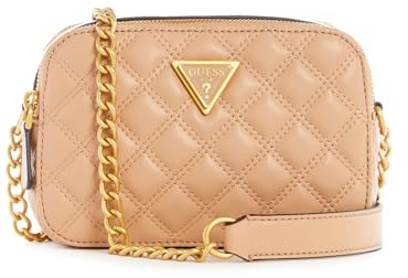 GUESS Damen Giully Camera Bag Umhängetasche, Kamera, Beige