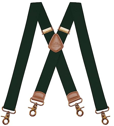 Dresime Bretelle da uomo per pantaloni con 4 ganci, bretelle vintage per uomo e donna elastiche e regolabili a forma di X per uso intensivo