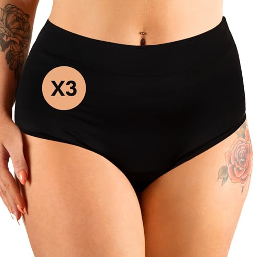 Mademoiselle Culotte - Maillot de Bain Menstruel Taille Haute - 4 Couches Absorbantes pour Flux Léger à Modéré - Protection Réutilisable - Résistant Chlore et UV - Marque Française - Eléonore