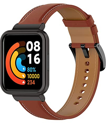 KAREN66 Leder Armband Kompatibel mit Redmi Watch 2 Lite Armband - Weiches Leder Uhrenarmband Replacement Wechselarmband Ersatzarmband für Redmi Watch 2 Lite