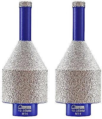 SHDIATOOL Punte diamantate per smusso, 10-35 mm, per foratura, smussatura, ingrandimento, molatura, modellatura, bordatura, porcellana, marmo, ceramica, granito, 2 pezzi