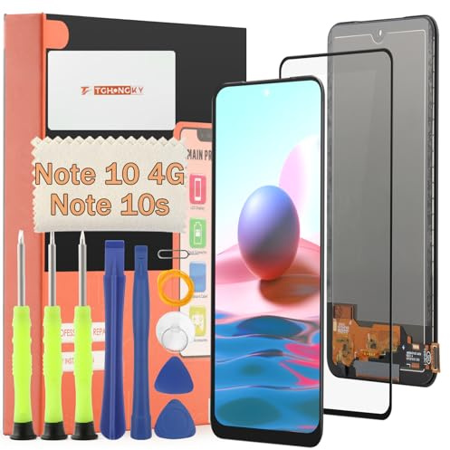TGHongKy para Xiaomi Redmi Note 10 4G Pantalla para Redmi Note 10S Pantalla LCD Reemplazo Poco M5S de Repuesto Ensamblaje Digitalizador con Reparación Herramientas - [Negro]