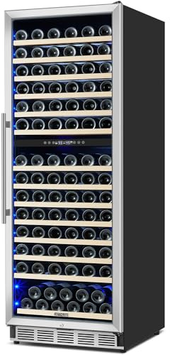 ORYMUSE Dual Zone Wine Fridge Freestanding 175 Bottle, 24 Inch Large Capacity Built-in Wine Cooler Refrigerator with Upgraded Compressor Cooling and Intelligent Temperature Memory