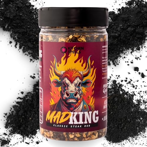 Mad King Steak Rub - Classic Blend of Spices Crafted for Remarkable Beef Steaks - Meat Seasoning & Spice Dry Rub for Beef Steaks - Large Jar - 200 G