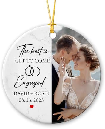 Christbaumschmuck Keramik Weihnachtsanhänger Anhänger Weihnachtsbaumschmuck Hängende Ornamente Weihnachtsdeko Foto „Verlobt“ 2023, Das Beste Ist, Sich Zu Verloben, Erste Verlobung, Individuelles