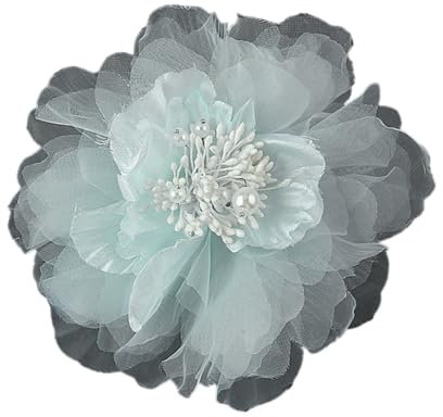 Kabelife Rose Brosche Blume Ansteckblume Groß Blume Haarspange Haarblume Kopfschmuck Haarschmuck Boutonniere Handgelenksblume für Party Strand Hochzeit(Himmelblau)