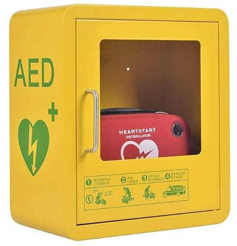 AED-Schrank, AED-Defibrillator-Aufbewahrungsbox zur Wandmontage mit Schnappverschluss, Metallstahlplatte und passend für die meisten AED-Modelle, für den Notfall zu Hause, im Büro und an öffentliche