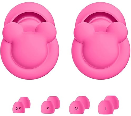 Tapones para los oídos para reducir el ruido del sueño, cancelación de ruido, protección auditiva para dormir, ronquidos, estudio, súper suaves con 8 almohadillas en XS/S/M/L (rosa brillante, talla