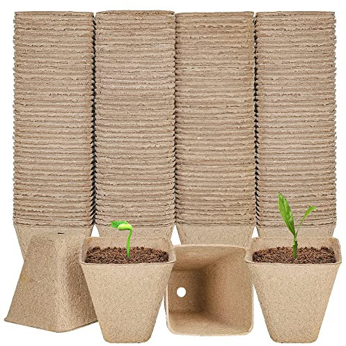 Namzi Confezione da 50 vasi quadrati per torba, 8,9 cm, con fori di drenaggio, vasi quadrati per vivaio, biodegradabili, ecologici, rotondi, per piantine di germinazione