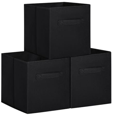 T-LOVENDO.ES Set de TRES Cajas de Almacenamiento Plegable, 3X Cesta con 2 Asas, Cajón para Mantas Ropa, Cofre de Tela, Cubo Organizador para Dormitorio Salón, 36 Litros