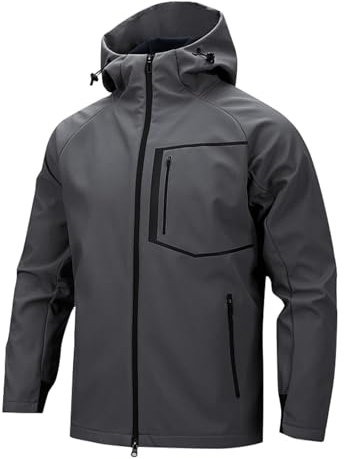 Sale Angebote Winterjacke Herren Snowboardjacke Herren Regenjacke Herren Wasserdicht 10000mm Wassersäule Regenschutz Übergangsjacke Herren Wollwalk Jacke Winterjacke Regenponcho(#B Gray,XXL)