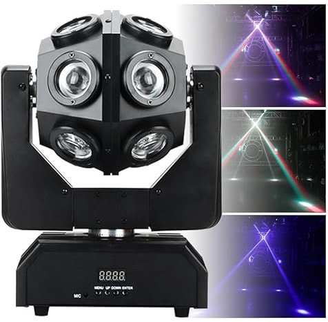 12 LEDs RGBW Stage Light, 360°Rotation Moving Head Dj Lights + DMX 512 & Sound Activated, Disco Lights Strobe Lights, for Ktv Disco Party Wedding Concert