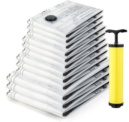 GRIFEMA 12-Pack Vacuum Storage Bags, Three of Each for Small/Medium/Large/Extra Large, Suitable for Storing Blankets, Duvets, Clothing, and Travel, GH83