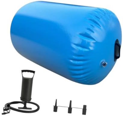 F Fityle Aufblasbare Gymnastikmatte, GymnastikLuftroller für Damen, aufblasbarer TumblingRoller für Übungen im Freien, Koordination, Blau