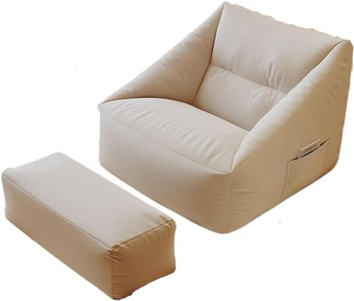 FYZLOIPU Lounger Outdoor-Sitzsack für Erwachsene mit Füllung, bequemer großer Lazy-Sofa-Sitzsack, eingebauter unabhängiger Innentank, Weiß A-2, Weiß B-2