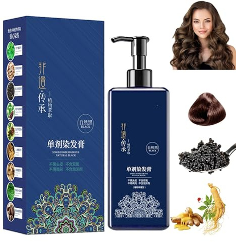 Crème colorante pour cheveux à base de plantes - Formule douce à longue durée, teinture végétale naturelle, shampoing colorant
