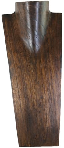Tokoindah Schmuckständer Kettendisplay Schmuckbüste aus Holz 40 cm – Handgefertigtes Halsketten-Display für Ketten bis 80 cm, für Schaufenster, Messen, Schmuckaufbewahrung (Braun-40cm)