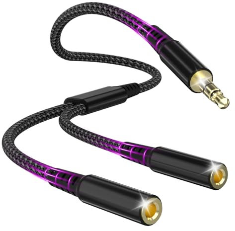 Audio Splitter, Audio Klinke Y Splitter Adapter 3.5mm Stecker auf Buchse Headset Stereo Aux Adapter Splitter Kabel Kopfhörer Doppelstecker für Tablet, Laptop, Samsung, Smartphone, Lautsprecher, PC