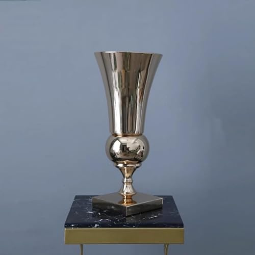 Wedding Centrepiece - Metal Vase Set Flower Arrangement Pots for Table Centrepieces Elegant Hammered Vase for Christmas Anniversary Party (Gold B)